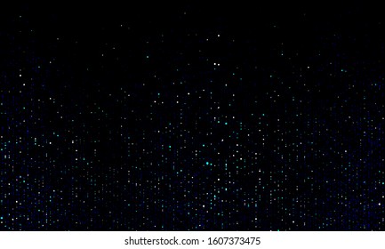 Falling particles. Glitter confetti. Sparkle dust on black background. Vector illustration.