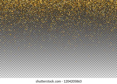 Falling particles isolated on transparent background. Lights Shine effect for your design. Falling particles for greeting card, invitation. Vector illustration.