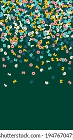 Falling pastel numbers. Math study concept with flying digits. Mind-blowing back to school mathematics banner on blackboard background. Falling numbers vector illustration.