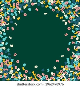 Falling pastel numbers. Math study concept with flying digits. Graceful back to school mathematics banner on blackboard background. Falling numbers vector illustration.