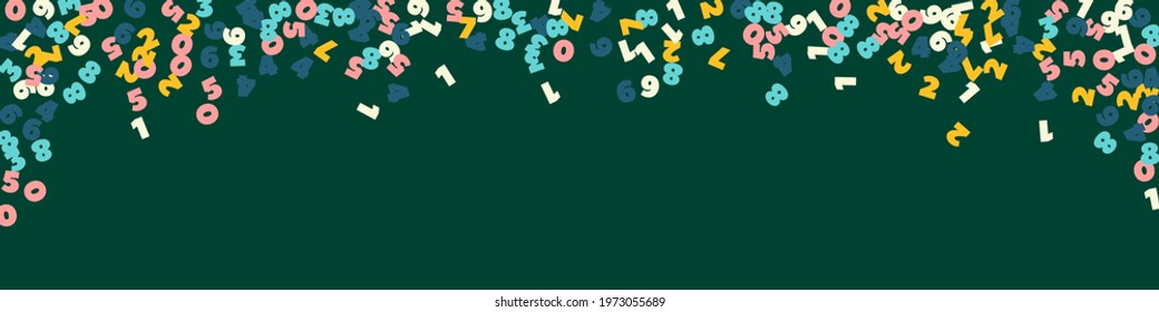 Falling pastel numbers. Math study concept with flying digits. Amusing back to school mathematics banner on blackboard background. Falling numbers vector illustration.