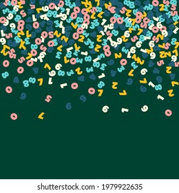 Falling pastel numbers. Math study concept with flying digits. Magnificent back to school mathematics banner on blackboard background. Falling numbers vector illustration.