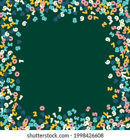 Falling pastel numbers. Math study concept with flying digits. Delicate back to school mathematics banner on blackboard background. Falling numbers vector illustration.