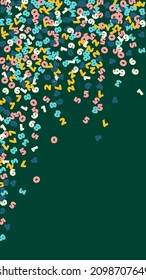 Fallende Pastellzahlen. Mathe-Studienkonzept mit fliegenden Ziffern. Wunderbar zurück zum Banner der Schulmathematik auf schwarzem Hintergrund. Fallende Zahlen, Vektorgrafik.