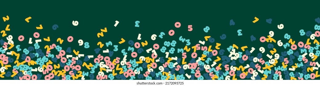 Falling pastel numbers. Math study concept with flying digits. Sublime back to school mathematics banner on blackboard background. Falling numbers vector illustration.