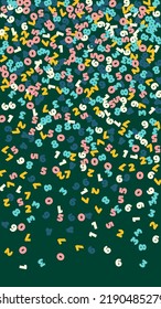Falling pastel numbers. Math study concept with flying digits. Good-looking back to school mathematics banner on blackboard background. Falling numbers vector illustration.