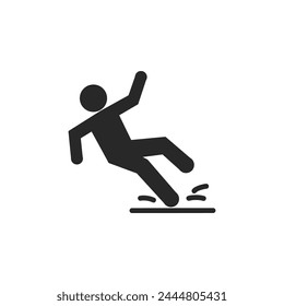 Falling person silhouette pictogram. Caution sign. Isolated on white background. Vector illustration