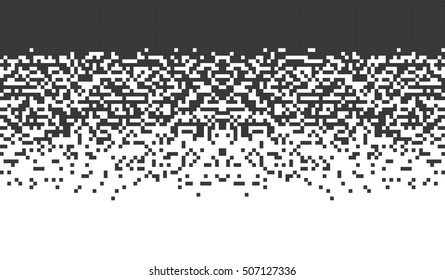 Falling pixel texture. Mosaic abstract background. Gradient design Isolated black elements on white background. Vector illustration for website, card, poster.