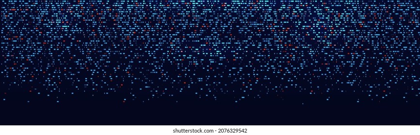 Caer en los Pixels. Resumen Fondo de diseño de degradado de píxeles. Efecto de ruido de destello azul. Señal de error. Concepto de problemas de descarga de memoria de computadora. Ilustración de vectores de matriz de flujo de datos de píxeles.