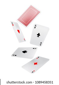 Falling Playing Cards. Leisure, Game, Gambling. Luck Concept. Can Be Used For Greeting Cards, Posters, Leaflets And Brochure