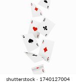 Falling Playing Cards Set of four aces. Vector illustration