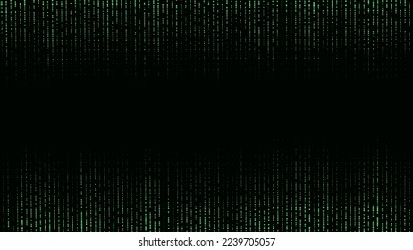 Falling points of binary code. Illustration of the matrix.Vector digital dark background with noise effect. Corrupted code, matrix failure. Visualization of big data.