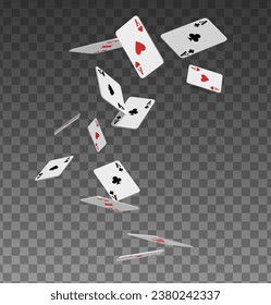 Cae en las cartas de póquer. Ilustración de iconos vectoriales realistas 3d. 
