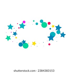 Falling Polka Festival Vector White Background. Festive Dust Backdrop. Carnival Confetti Background. Rainbow Stars Abstract Invitation.