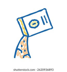 falling porridge from bag doodle icon sketch vector. falling porridge from bag sign. isolated symbol illustration