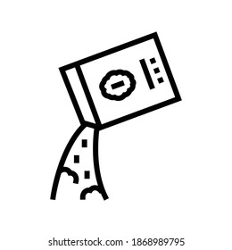 falling porridge from bag line icon vector. falling porridge from bag sign. isolated contour symbol black illustration