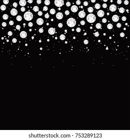Falling precious gems abstract background. Vector illustration. Shining diamonds and lights