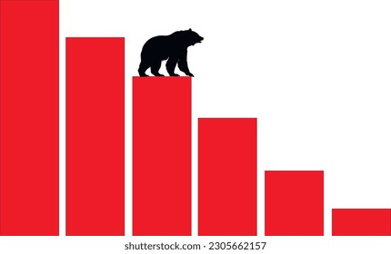 Falling prices. bear market, Business diagram, silhouette, Business concept Vector illustration, SVG	