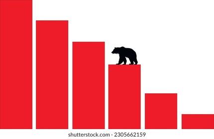 Falling prices. bear market, Business diagram, silhouette, Business concept Vector illustration, SVG	