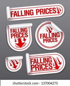 Falling Prices stickers set.