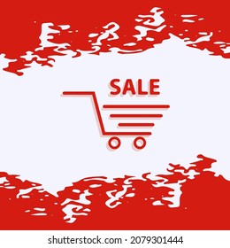 Falling prices for the year. Shopping cart - abstract grunge style red background - vector. Christmas sale business concept. Winter sale