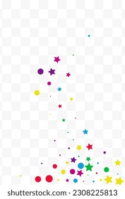 Falling Rain Carnaval Vector Transparent Background. Festive Circle and Star Design. Celebrate Dust Background. Happy Constellation Independence Wallpaper.