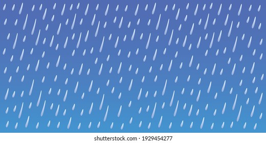 Falling rain drops in a dark sky background, rainy weather forecast vector illustration.