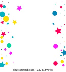 Falling Rain Festival Vector White Background. Carnaval Round Design. Top Confetti Backdrop. Rainbow Shine Carnival Background.