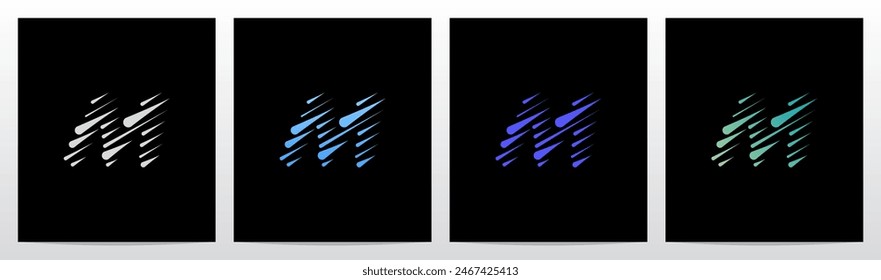 Falling Rain Initial Letter Logo Design M