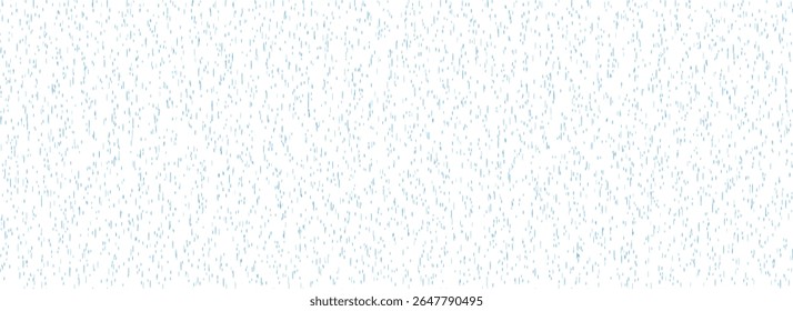 Falling rain seamless pattern. Repeating pouring rain texture. Repeated tiny water drops background. Vertical downpour backdrop. Sleet, hail or snow precipitation wallpaper. Bad weather season. Vector