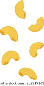 Fallende Makkaroni-Pasta-Illustration einzeln auf weißem Hintergrund