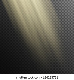 Falling rays of light on transparent background.