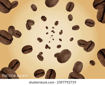 Falling realistic coffee beans vector