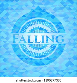 Falling realistic sky blue mosaic emblem