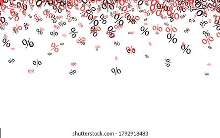 Caer porcentajes rojos y negros sobre fondo blanco. Espacio para texto. Ilustración vectorial.
