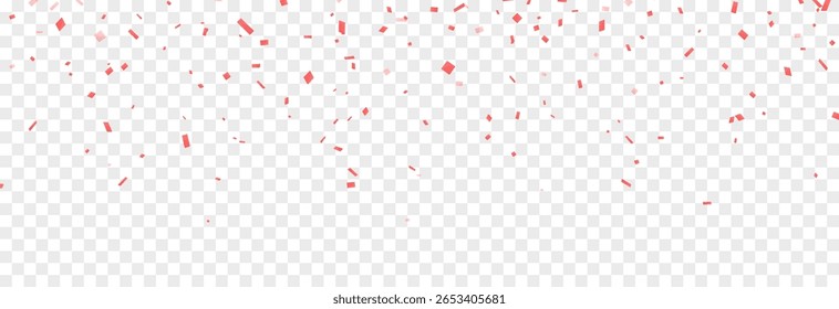 Rotes Konfetti auf transparentem Hintergrund. Konfetti png. Festlicher Hintergrund.