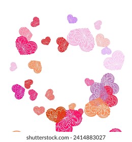 Falling red hearts. Love heart confetti, hearted valentines and valentine day card.  Red hearts confetti.