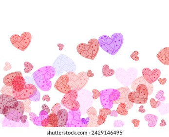 Falling red hearts. Love heart confetti, hearted valentines and valentine day card.   Simple flying red hearts scatter for invitation card.