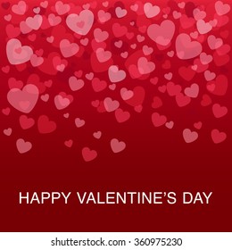 Falling red hearts on background is ideal for Valentine's Day Greeting Card