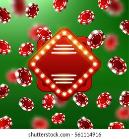  falling red poker gambling chips. casino elements   