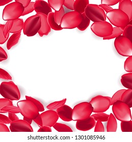 Falling red rose petals isolated on transparent background.