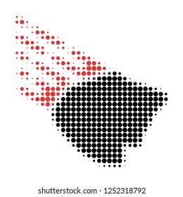 Falling rock stone halftone dotted icon. Halftone array contains round dots. Vector illustration of falling rock stone icon on a white background.