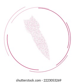 The falling rocket symbol filled with pink dots. Pointillism style. Vector illustration on white background