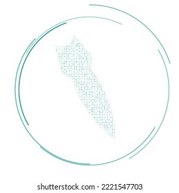 The falling rocket symbol filled with teal dots. Pointillism style. Vector illustration on white background