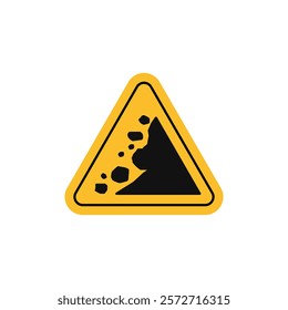 Falling rocks or debris warning road sign flat line symbol set.
