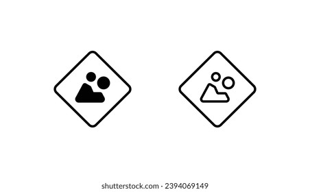 Falling Rocks icon design with white background stock illustration