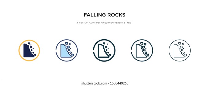 falling rocks icon in different style vector illustration. two colored and black falling rocks vector icons designed in filled, outline, line and stroke style can be used for web, mobile, ui