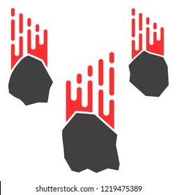 Falling rocks icon with fast speed effect in red and black colors. Vector illustration designed for modern abstract with symbols of speed, rush, progress, energy.