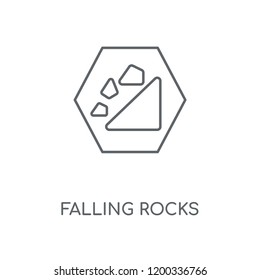 Falling rocks linear icon. Falling rocks concept stroke symbol design. Thin graphic elements vector illustration, outline pattern on a white background, eps 10.