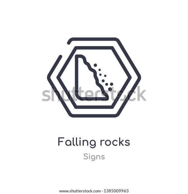 Falling Rocks Outline Icon Isolated Line Stock Vector (Royalty Free ...